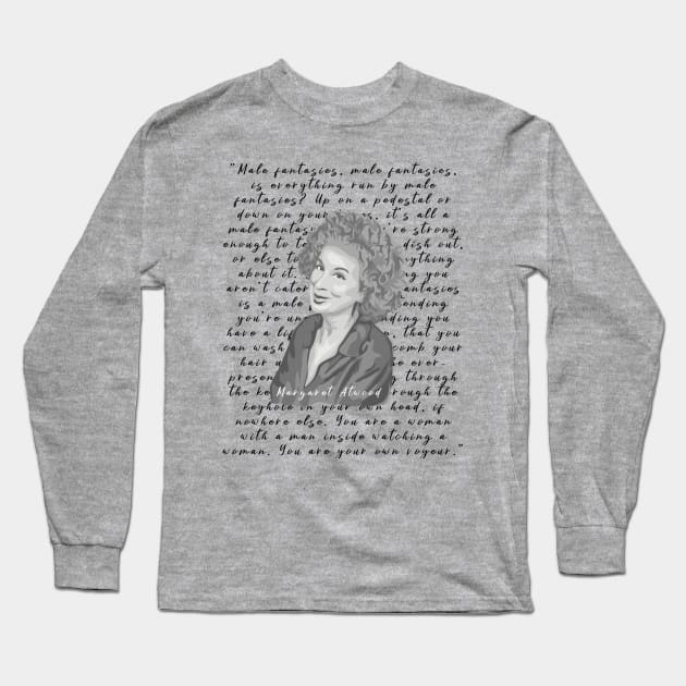 Margaret Atwood Portrait and Quote Long Sleeve T-Shirt by Slightly Unhinged